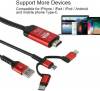 Adapter 3 in 1 Mirascreen HDMI 1080P HDTV Cable, 2m Type-C / Micro USB / Lightning Black